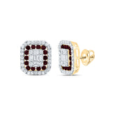 5/8CTW-DIA ANA M 1/2CTW-RD-RU NAT GEM OCTAGON STUD EARRING